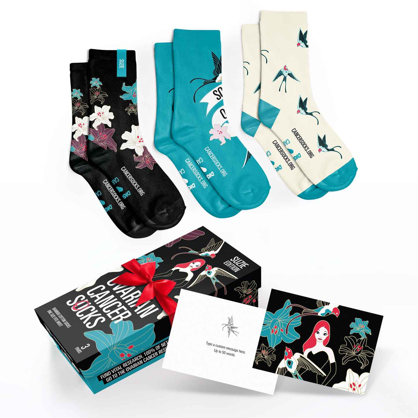 Ovarian Cancer Socks - Boxed Set - Suzie Wright Edition 2023