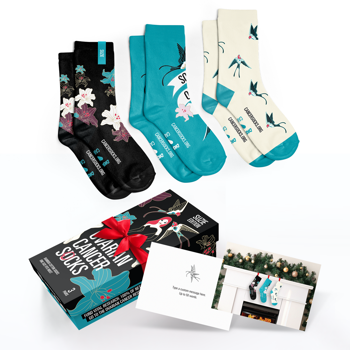 Ovarian Cancer Socks - Boxed Set - Suzie Wright Edition 2023