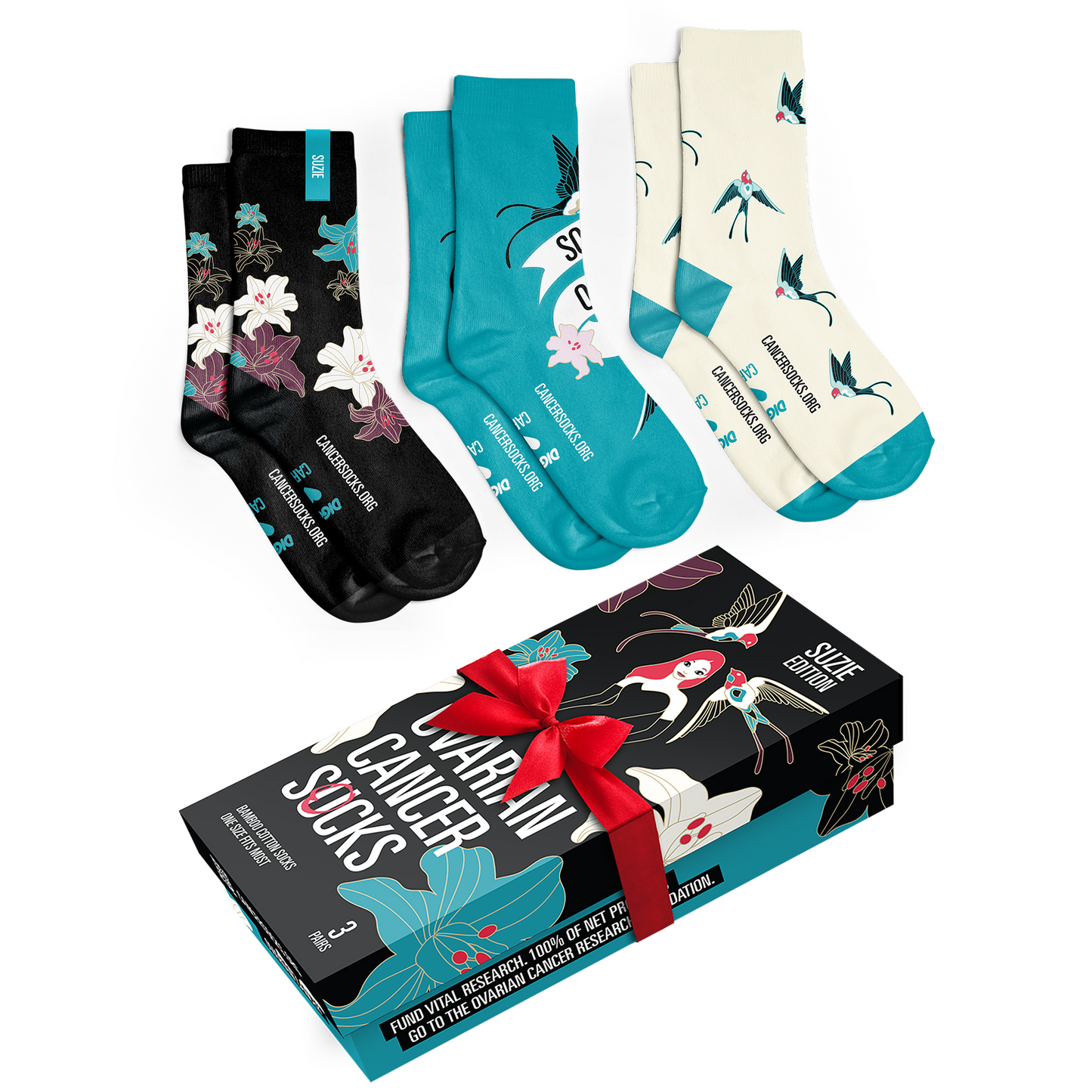 Ovarian Cancer Socks - Boxed Set - Suzie Wright Edition 2023