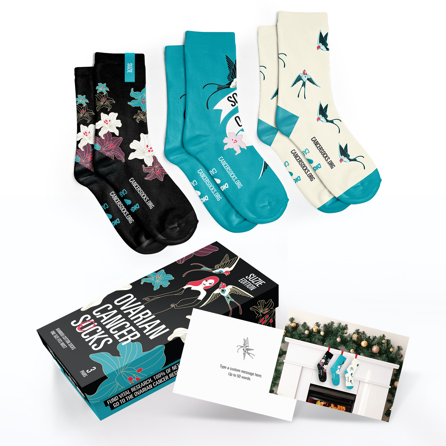 Ovarian Cancer Socks - Boxed Set - Suzie Wright Edition 2023