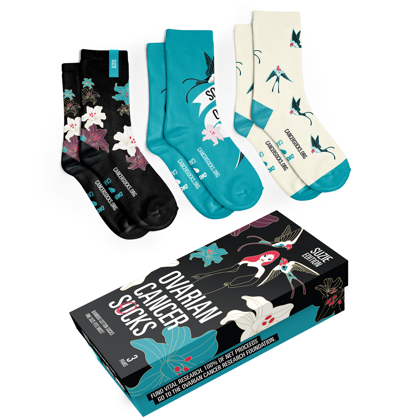 Ovarian Cancer Socks - Boxed Set