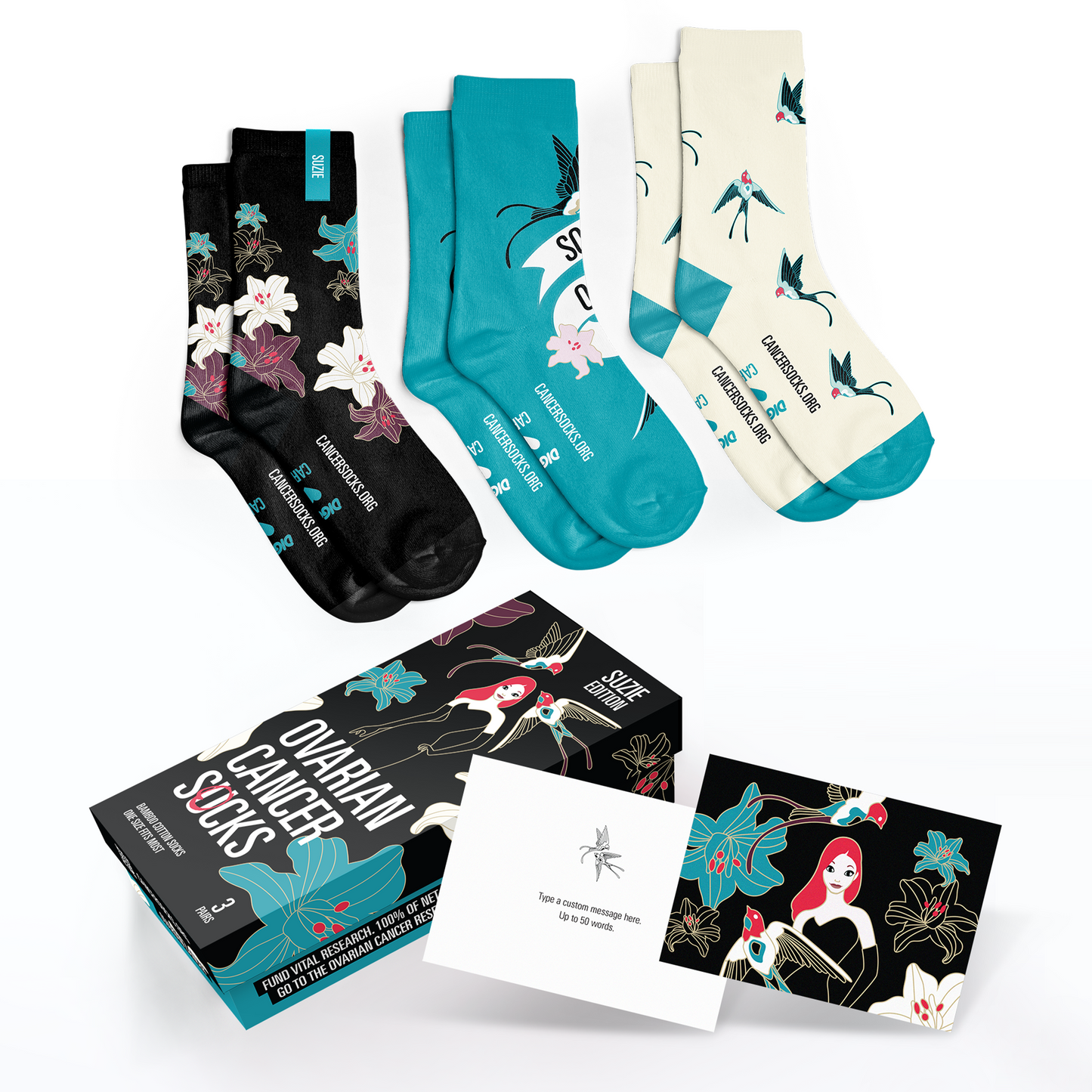 Ovarian Cancer Socks - Boxed Set