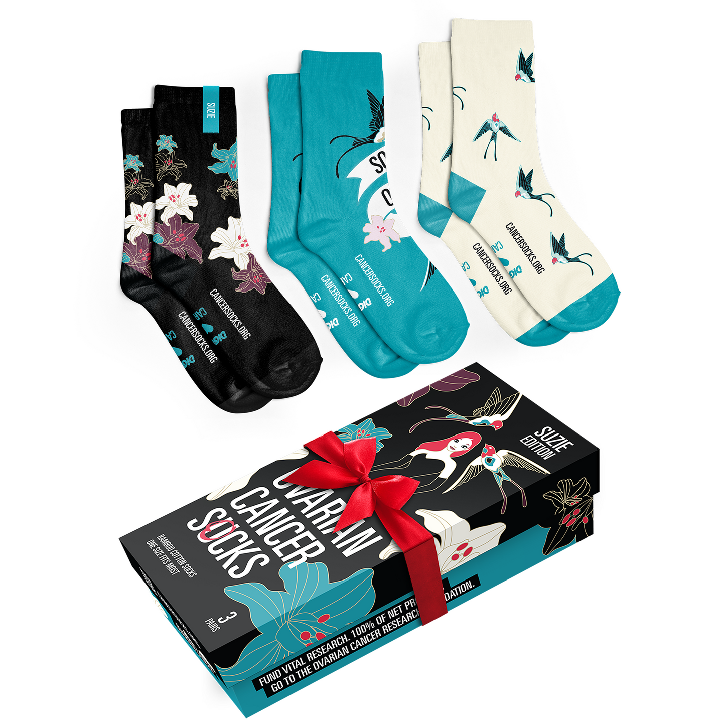 Ovarian Cancer Socks - Boxed Set