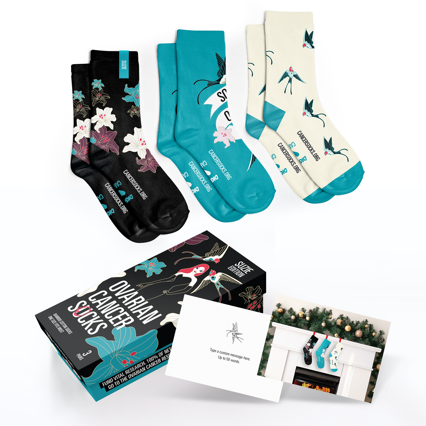 Ovarian Cancer Socks - Boxed Set